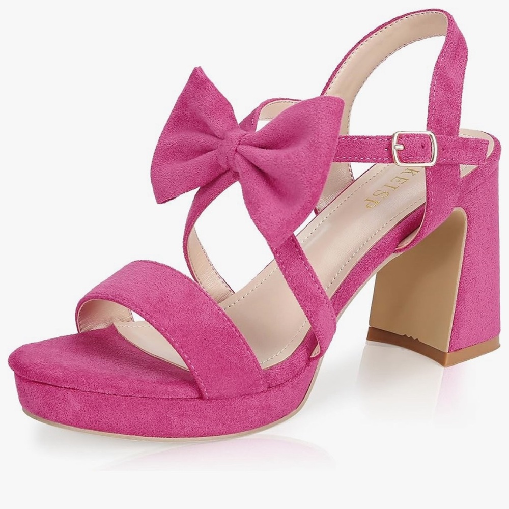 Women's Pink Bow Knot Platform Heels- Size 8